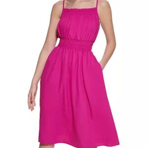 Pink Kensi Midi Sundress with Spaghetti Straps, Size 10